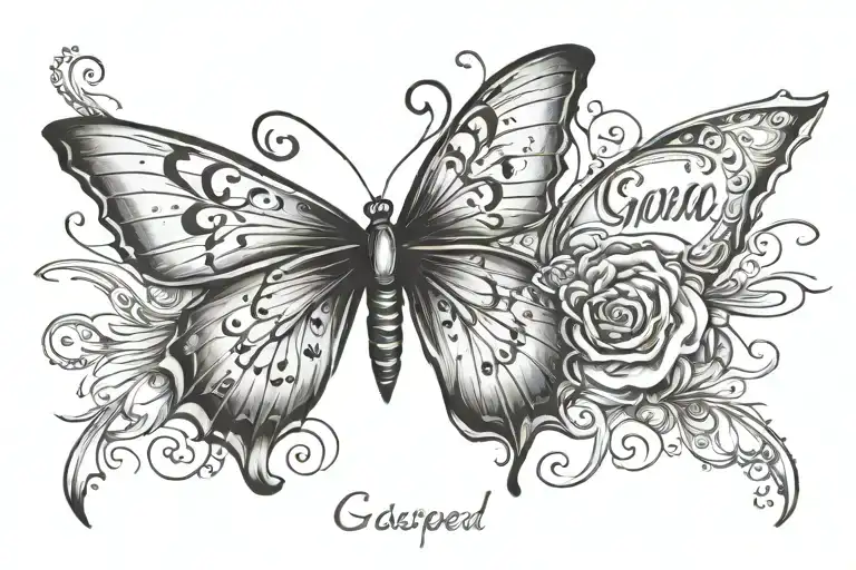 Godspeed In Script With Butterfly And Semicolon