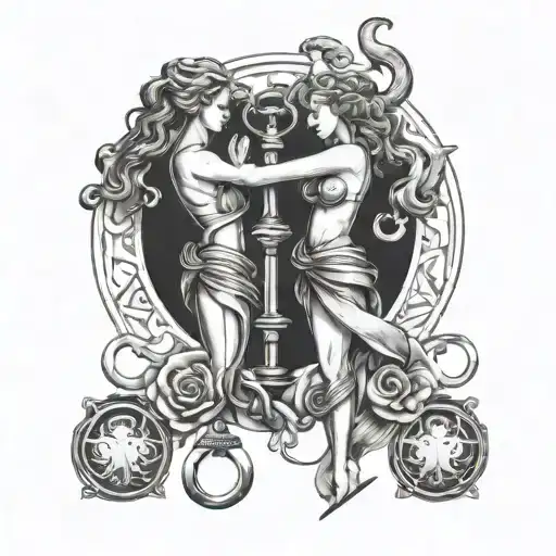 Libra And Aries Intertwined On Arm