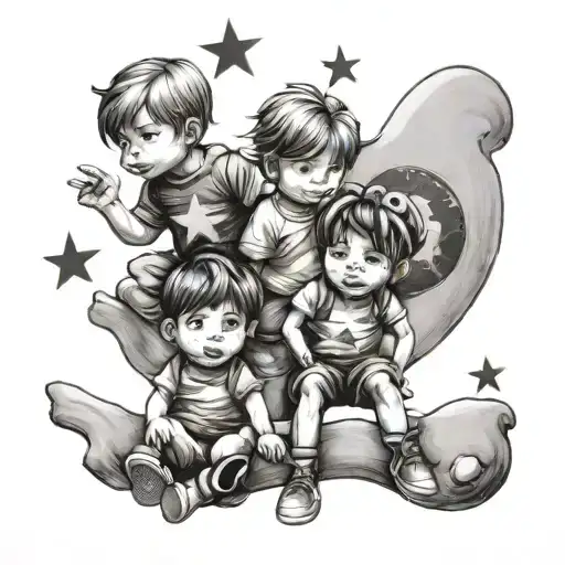 2 Children And 2 Star Children