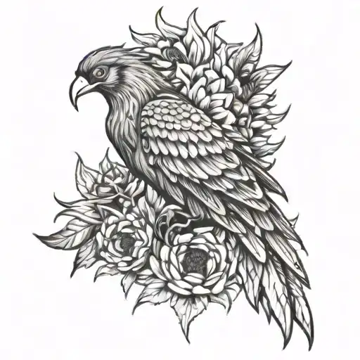 Phoenix Bird With Sunflowers Wrapped