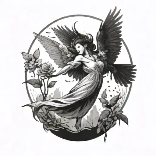 Memento Vivere Woman On A Bird Flying Away