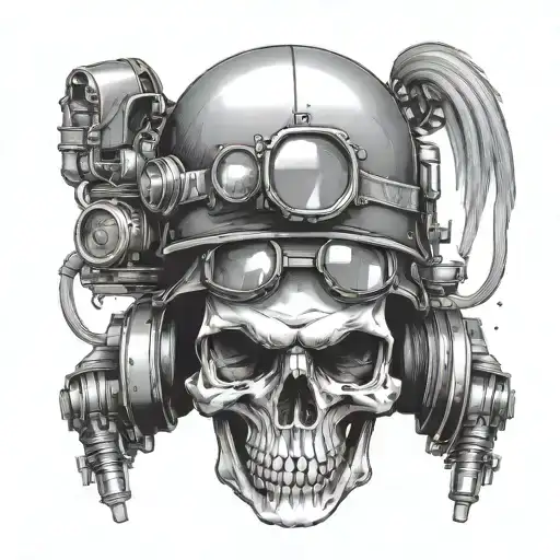 A Skull In A Military Helmet With Night Vision Goggles