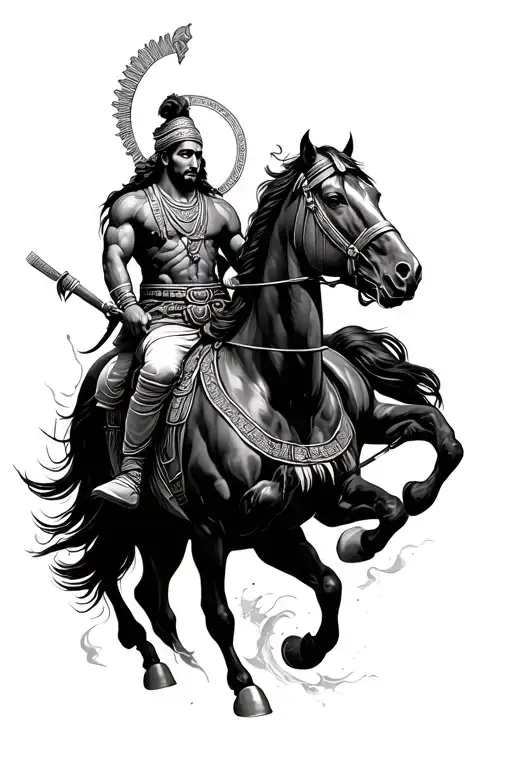 Hindu Christian Muslim Warrior On A Horse