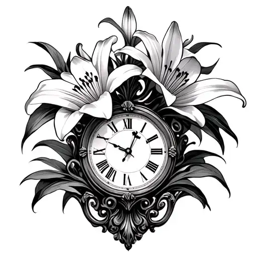 Lily Bouquet Old Clock Trippy