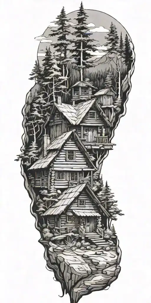 Log Cabin Surrounded