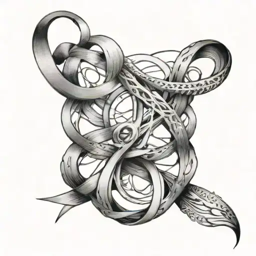 Genetic Double Helix Cancer Ribbon Fine Line