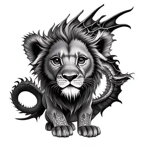 Lion Cub With Dragon