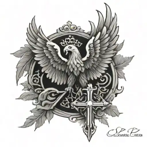 Cross And Albanian Eagle
