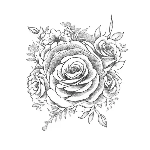 Vintage Lady Wearing Flower Crown And Reading Opened Books Surrounded By Florals