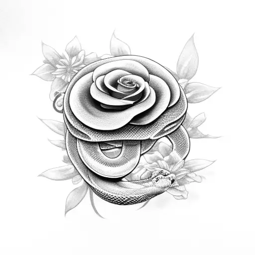 Snake Wrapped Around A Blooming Flower