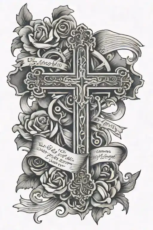A Bible Verse With A Cross Surrounded