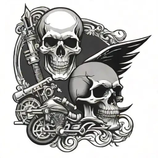 Skull And Harley Davidson Motorcycle