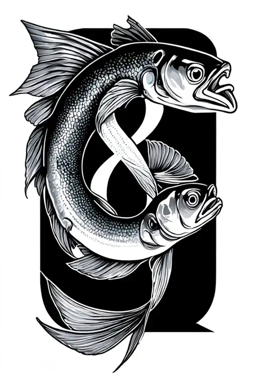Christian Fish With Roman Numeral 8 Inside