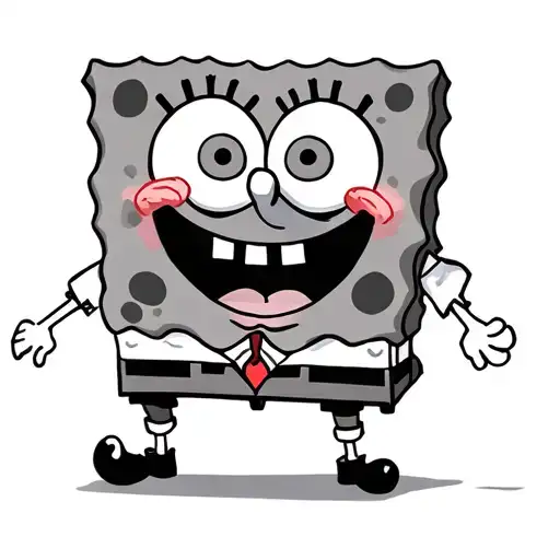 Spongebob Detailed Black And Grey