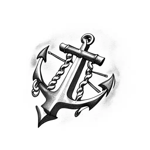Anchor Intertwined With A Ship's Rigging