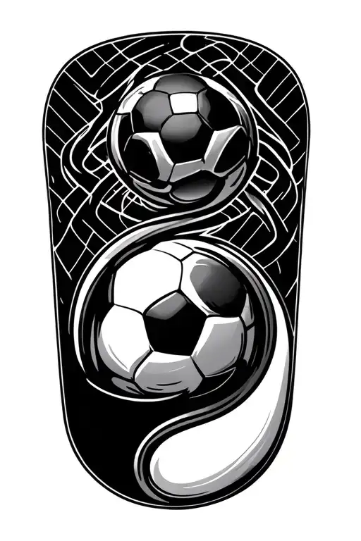 Soccer Mixed With Ying Yang Symbol Intertwined