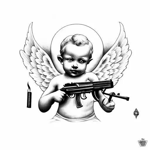Cherub With Ak47 And Cigar