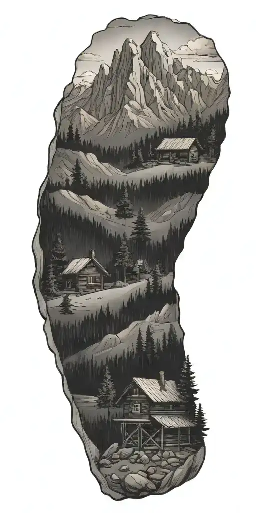 Log Cabins High In The Mountains