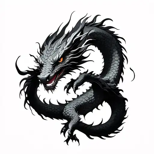 Black Eastern Dragon Wrapping Around Arm Sleeve