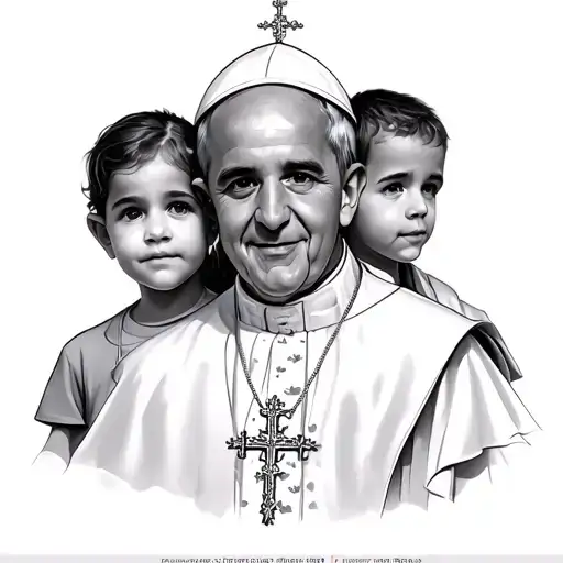 Pope And 3 Male And Female Children