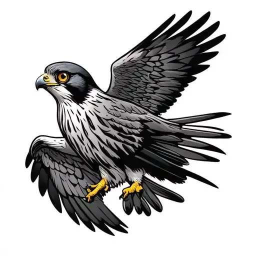 Peregrine Falcon With Eye In Wing Attached