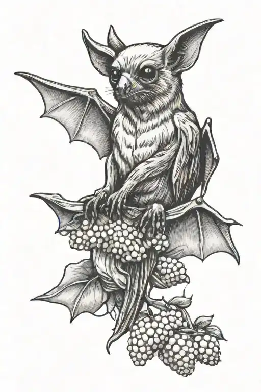 Fruit Bat Holding Armfuls Of Fruit