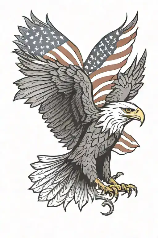 Screaming Eagle With American Flag Background