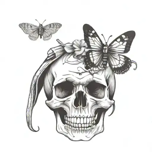 Simple Skull And Moth With Text