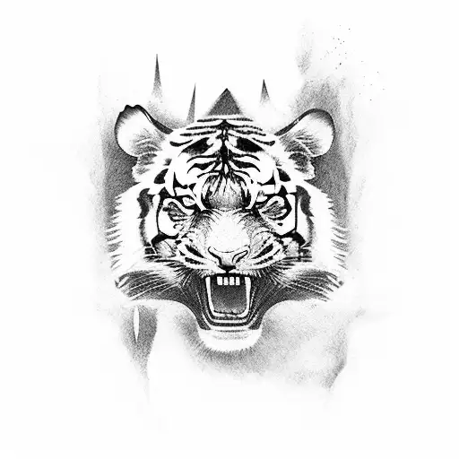 Tiger Roaring Amidst A Stormy Sea