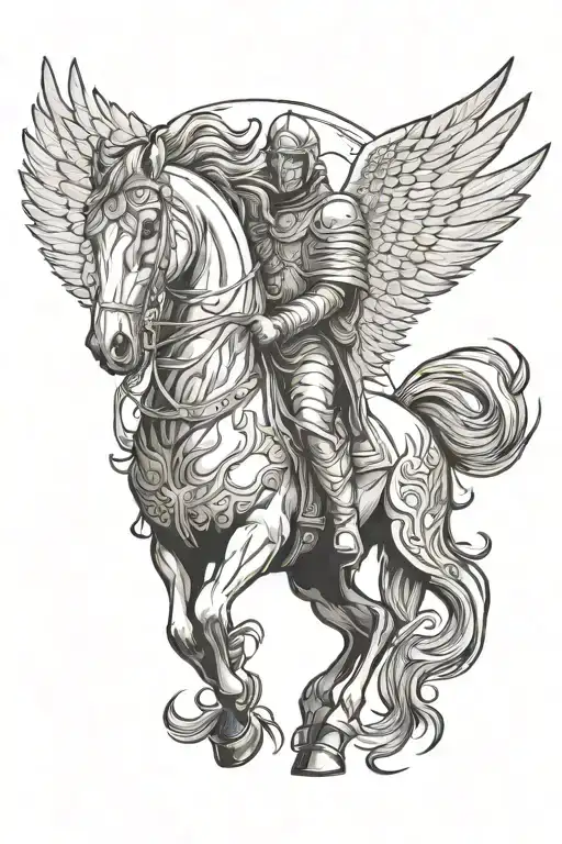 Horse Warrior Shadows Angel Wings