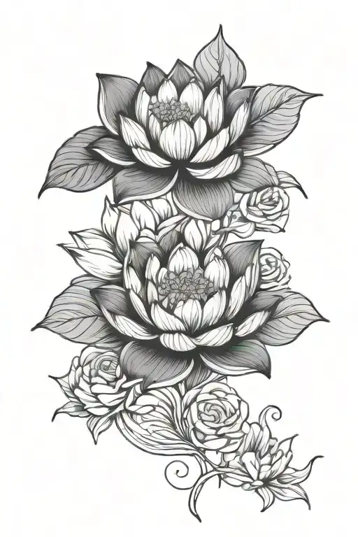 Lotus And Rose Flower Intertwined