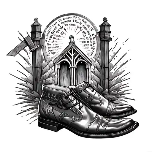 Leather Toed Design Incorporating Welding Also Incorporating The Gates Of Heaven And The Bible Verse