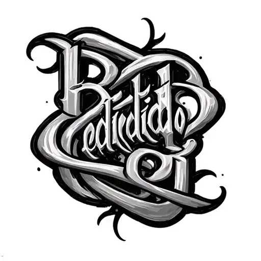 Bendecido Lettering Dark Tattoo Design