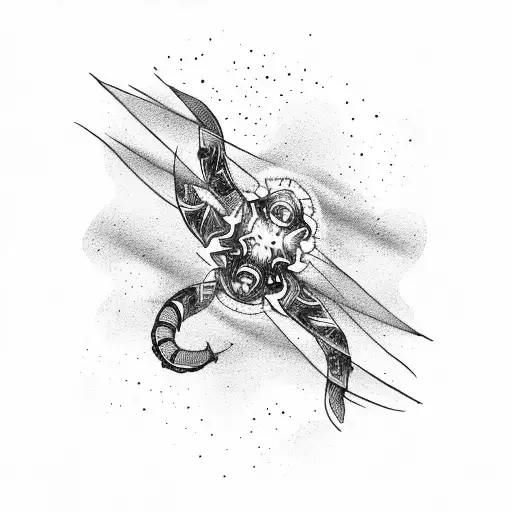 Outline Of Stars In Ascending Size With Scorpion Passing Through Stars For Side Of The Hip