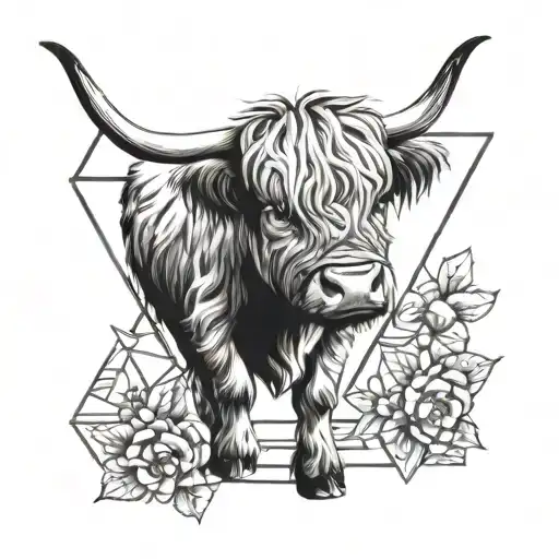 Baby Highland Cow With Triangle Frame