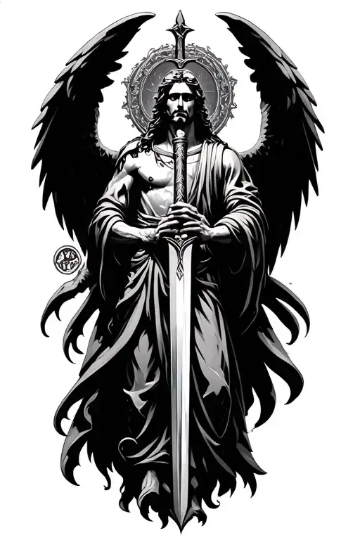 Arch Angel Michael With A Sword And Wings