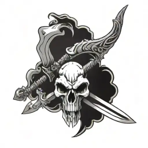 Ram Skull With A Sword Down The Middle