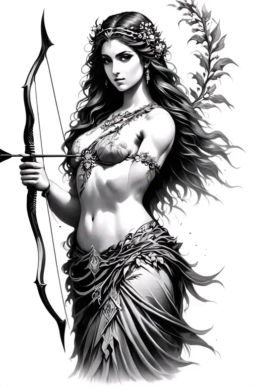 Goddess Holding Bow And Arrow