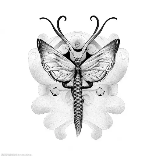 Butterfly Intertwined By Snake