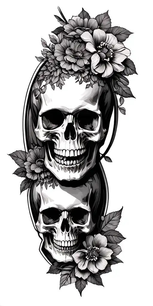 Skulls With Floral Frame Book