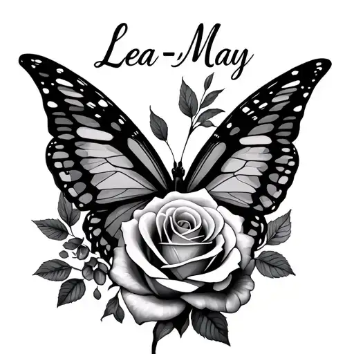 Rose And Butterfly Wings With The Name Lea-may
