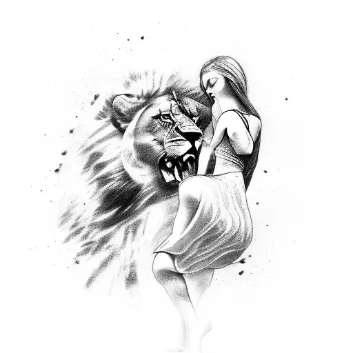 Woman Dancing With A Lion