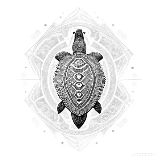 A Tribal-inspired Turtle With Intricate Patterns And Symbols