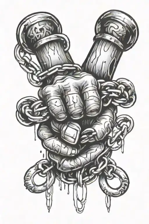 Fist Holding Chain Link Made Of Name Writtin B 3D Representation