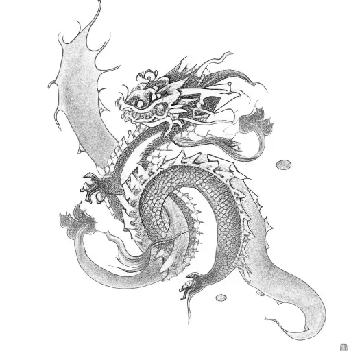 Dragon In A Traditional Japanese Koi Fish Style