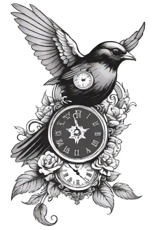 Bird With A Clock With A Name Written