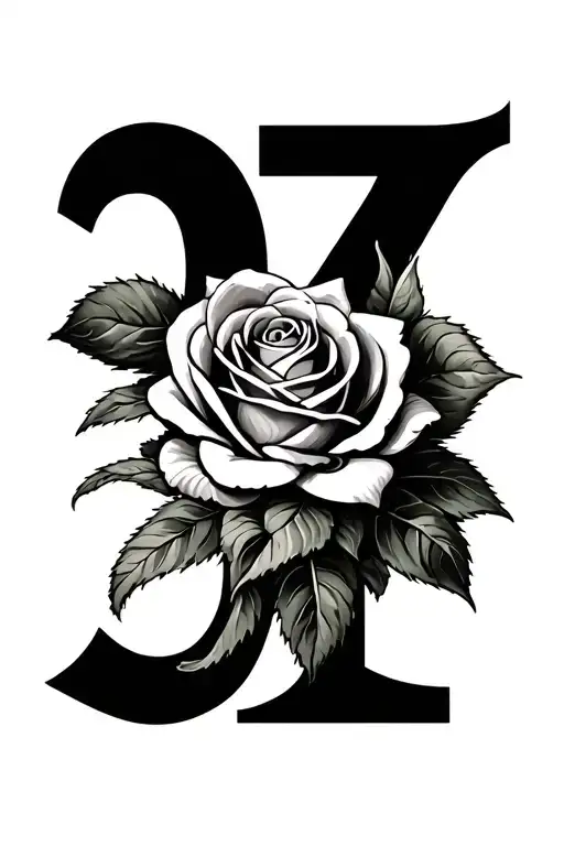 2003 In Roman Numbers With A Rose Wrapped Loosely Around It