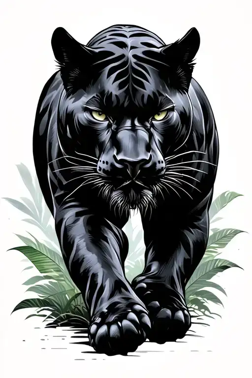 Black Panther Walking Through Jungle