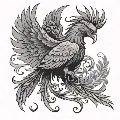 Line Art Side Pose Phoenix