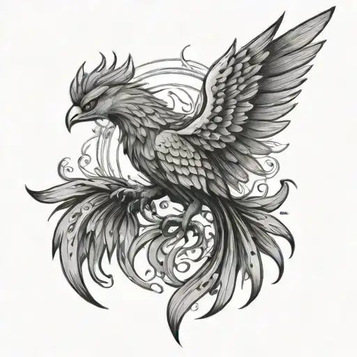 Phoenix With Flames In The Background